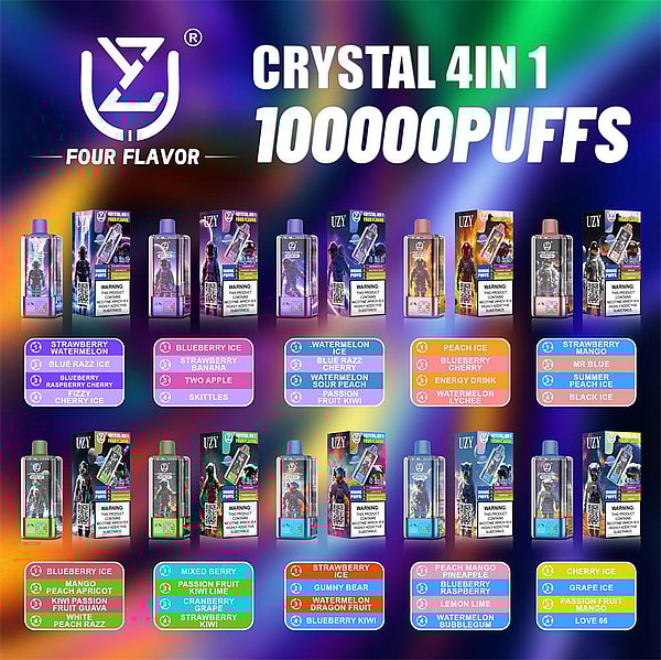 UZY Crystal 100000 Puffs Original UZY Crystal 4in1 100k Puffs LED Display Disposable Electronic Cigarettes Support customization - Image 2