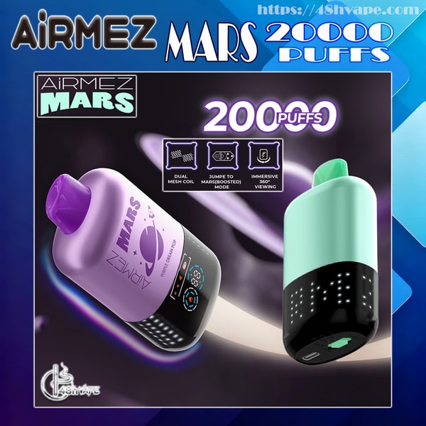 AIRMEZ Mars Pox 20000 Puffs Original Airmez 20k LED Display Disposable Electronic Cigarettes EU Warehouse 3-5 Days Delivery