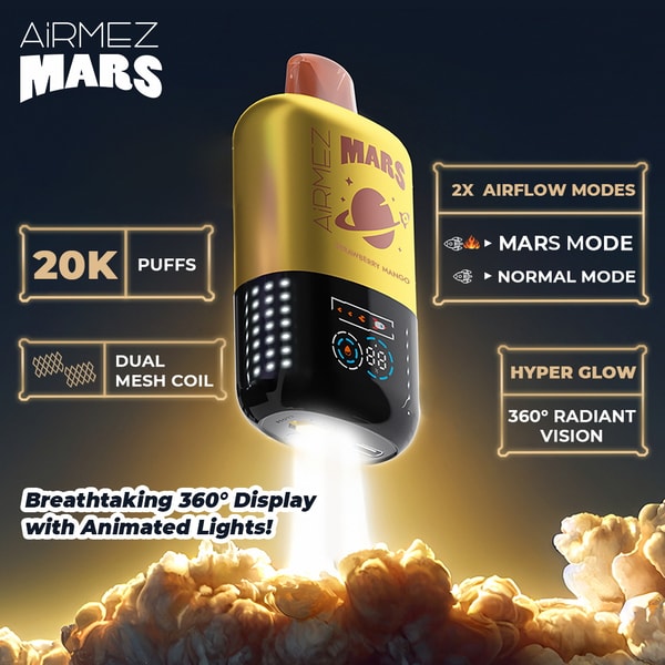 AIRMEZ Mars Pox 20000 Puffs Original Airmez 20k LED Display Disposable Electronic Cigarettes EU Warehouse 3-5 Days Delivery - Image 2