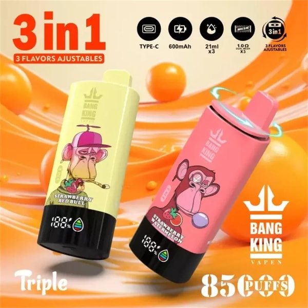 BANG KING Triple 85000 Puffs Original Bang King 85k 3in1 Vape LED Display Disposable Electronic Cigarettes Support customization - Image 4